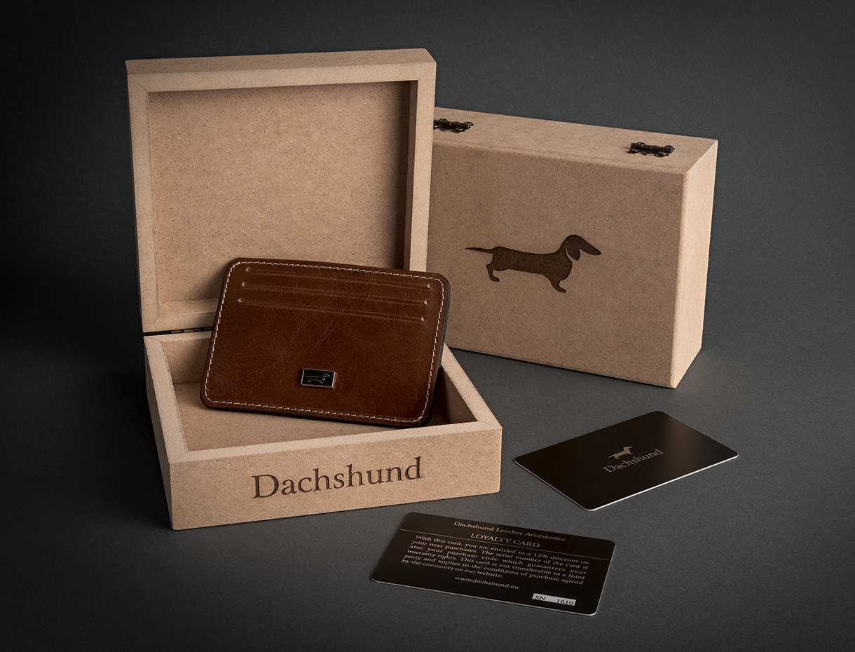 Dachshund Leather Cardit Card Holder Box
